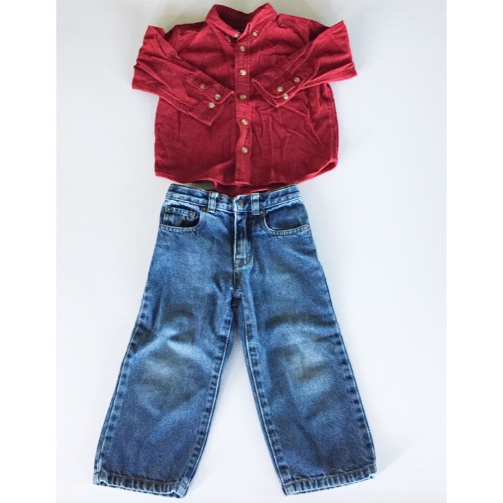 Boy's 3T Button Down Corduroy Shirt and Jeans